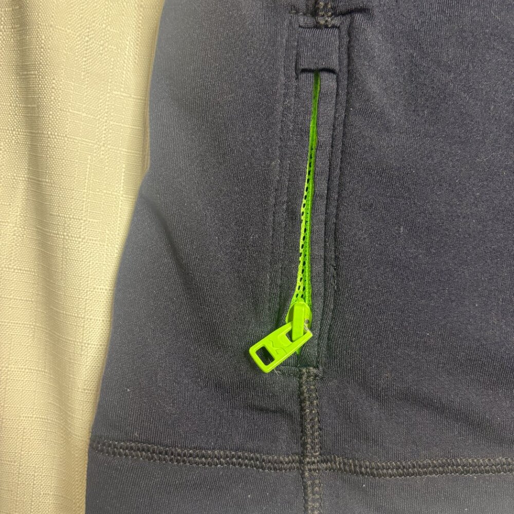 Hollister Men’s Large Navy and Lime Performance Quarter Zip Pullover Sport L - Picture 4 of 6